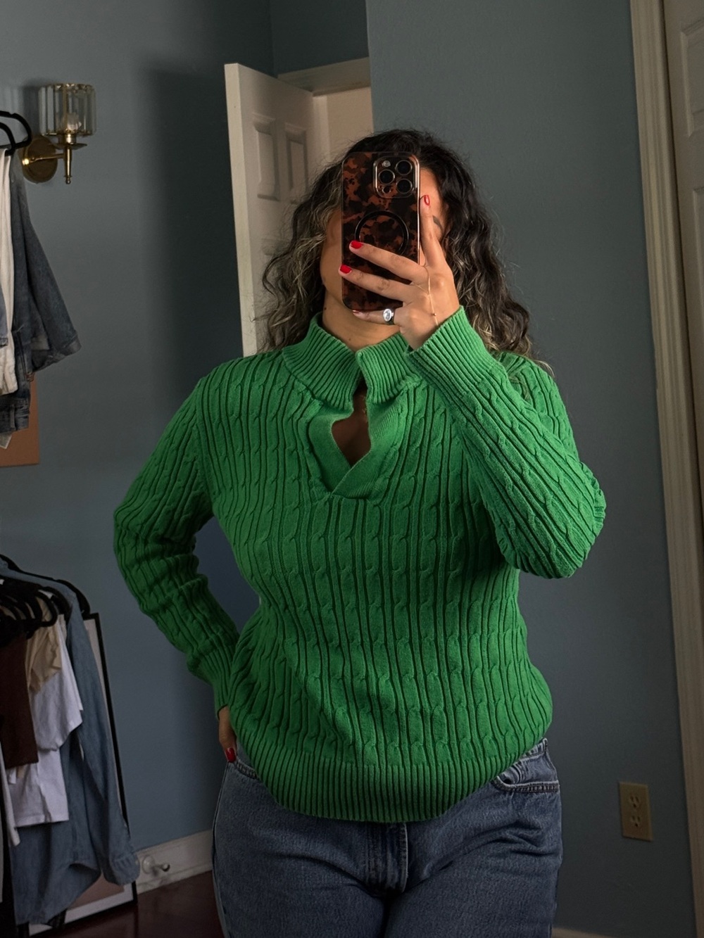 100% cotton cableknit sweater